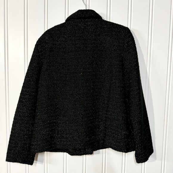 REQUIRMENTS Jacket Women Size 16 Black Woven Tweed Button Down Collared Acrylic - Picture 6 of 6